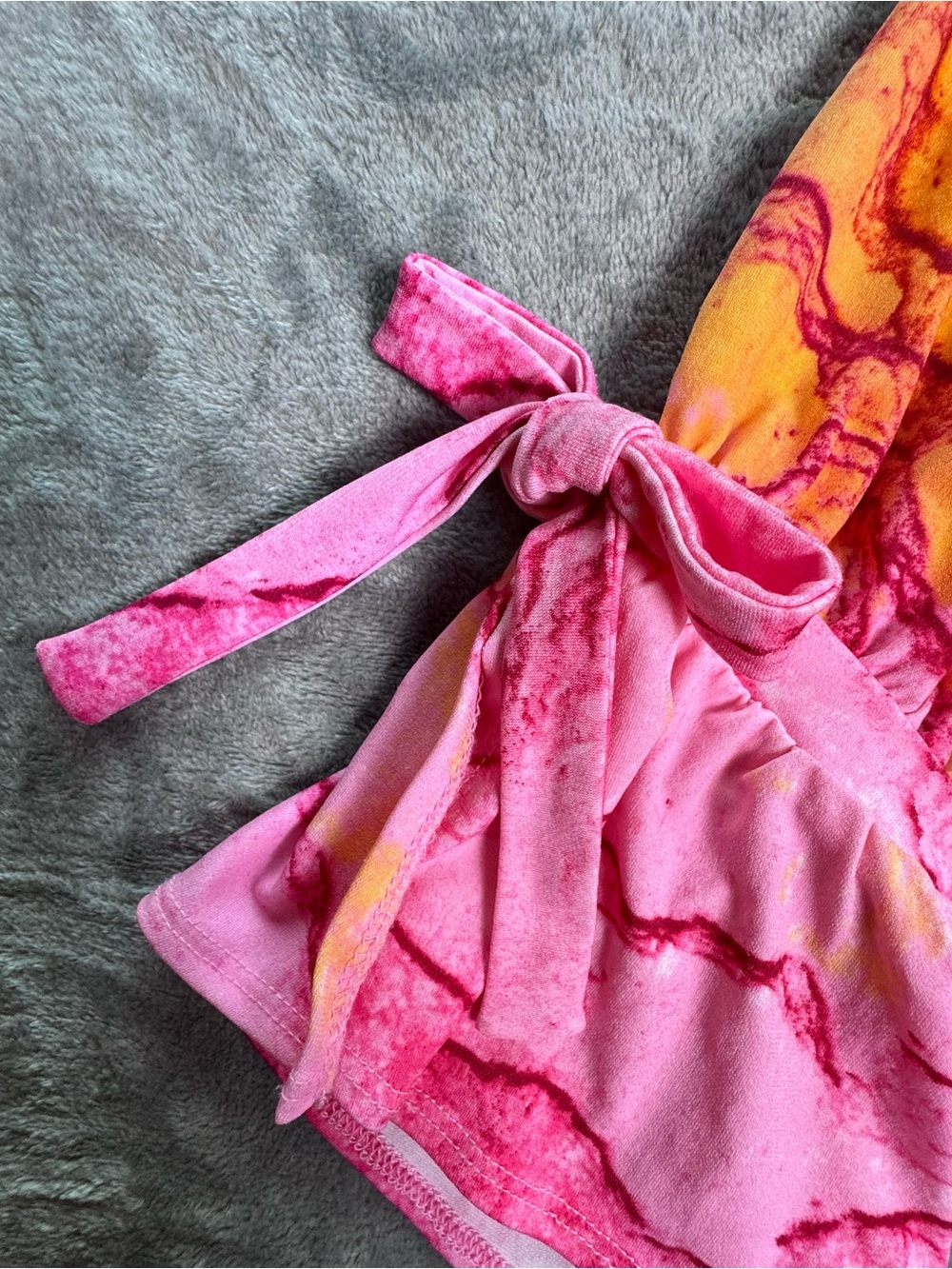 Alfani Pink and Orange Wave-Print Tie-Sleeve Blouse - Picture 4 of 9